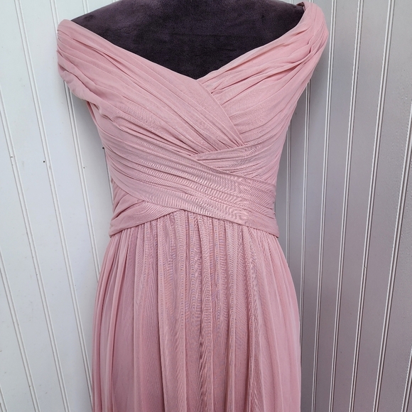 Davids Bridal Bridesmaid Gown Dress Blush Petal pink chiffon Formal size 6 - Picture 2 of 16